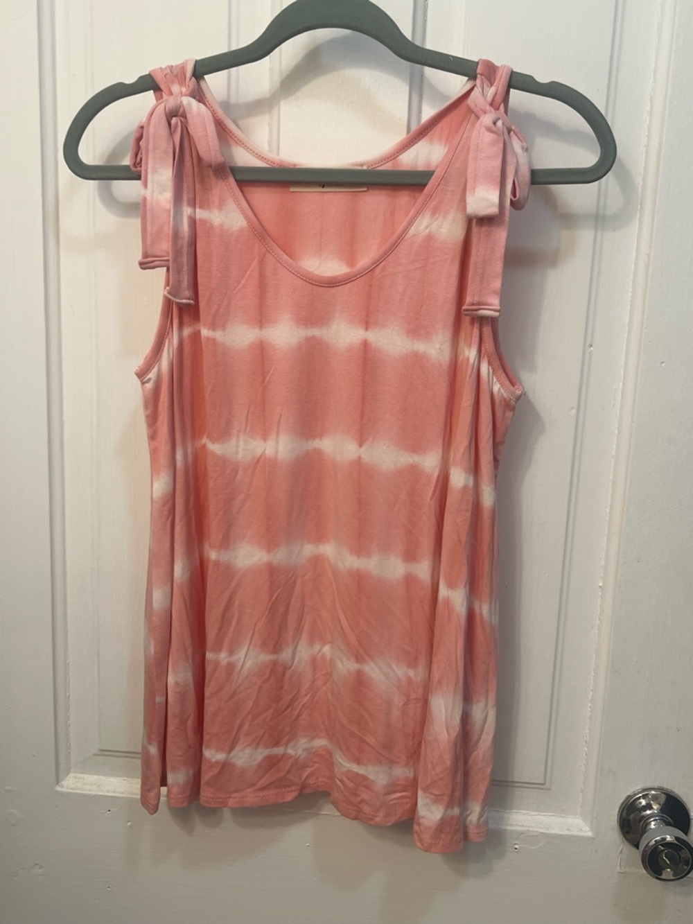 Haptics Pink Tye Dye Summer Flowy Bow Lightweight Comfy Tank Top